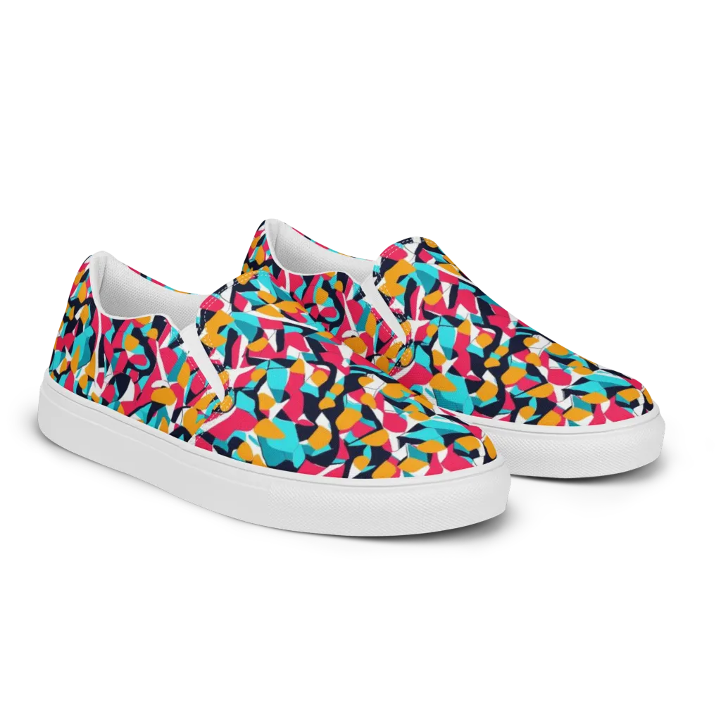 Neon Figure Flux on Women's Slip-On Canvas Shoes — Right Front