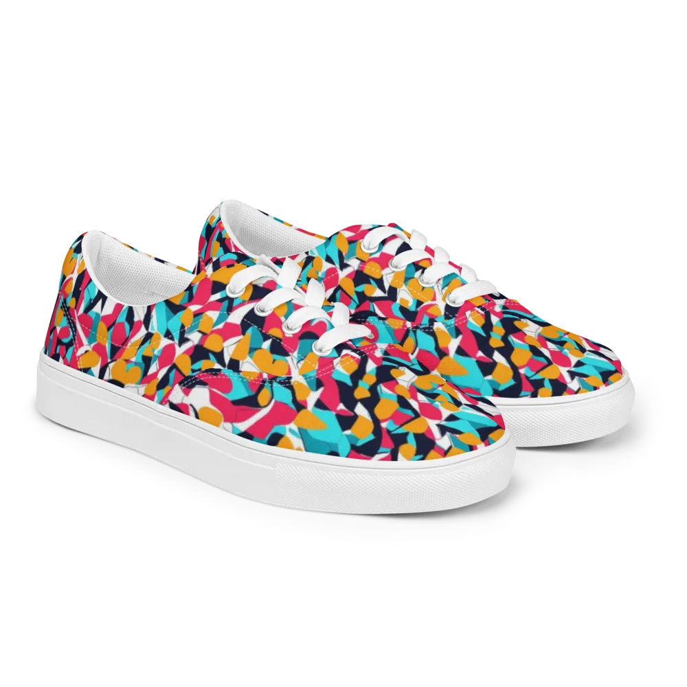 Neon Figure Flux on Men's Lace-Up Canvas Shoes — Right Front
