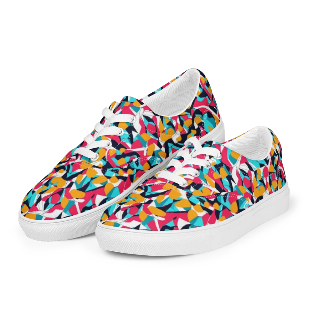 Neon Figure Flux on Men's Lace-Up Canvas Shoes — Left Front