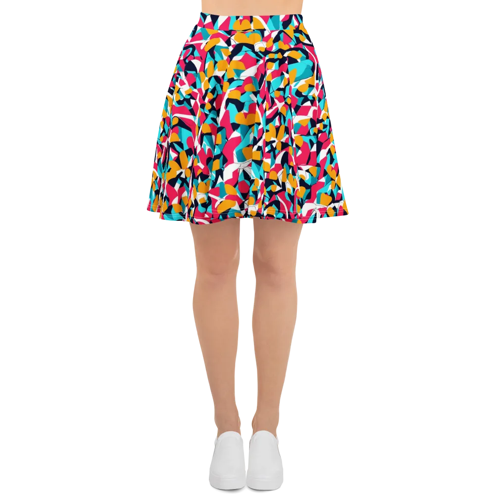 Neon Figure Flux on Skater Skirt — Front