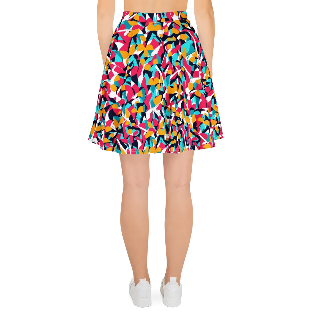 Neon Figure Flux on Skater Skirt — Back