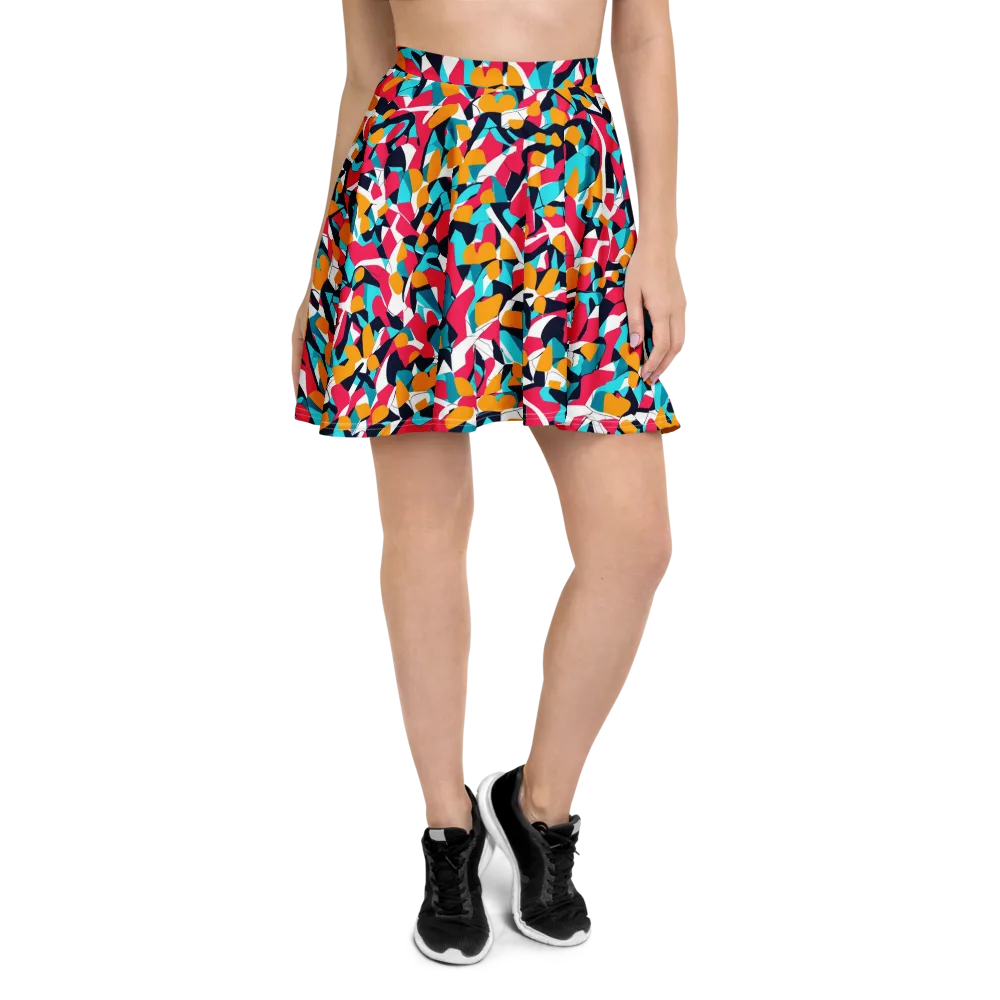 Neon Figure Flux on Skater Skirt — Front