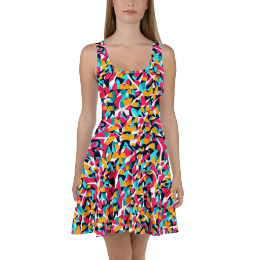 Neon Figure Flux on a Skater Dress
