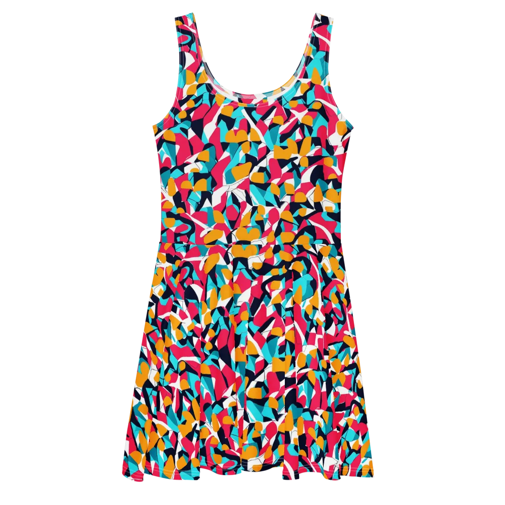 Neon Figure Flux on Skater Dress — Front