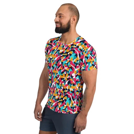 Neon Figure Flux on a Men's Athletic T-Shirt