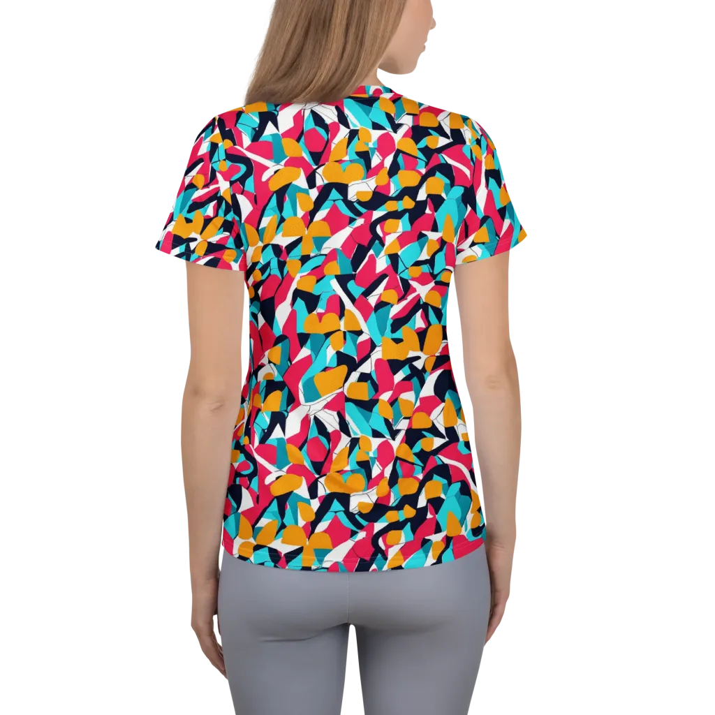 Neon Figure Flux on Women's Athletic T-Shirt — Back