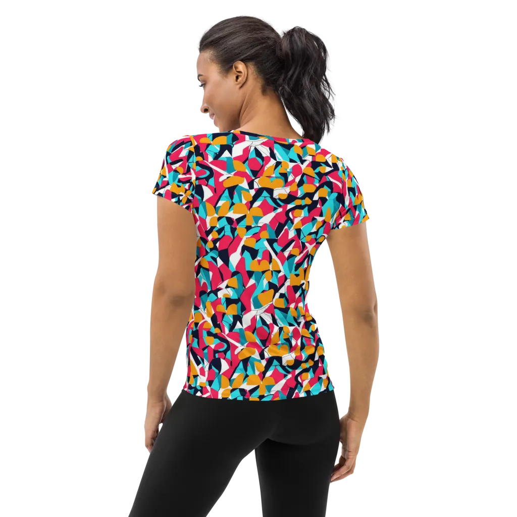 Neon Figure Flux on Women's Athletic T-Shirt — Back