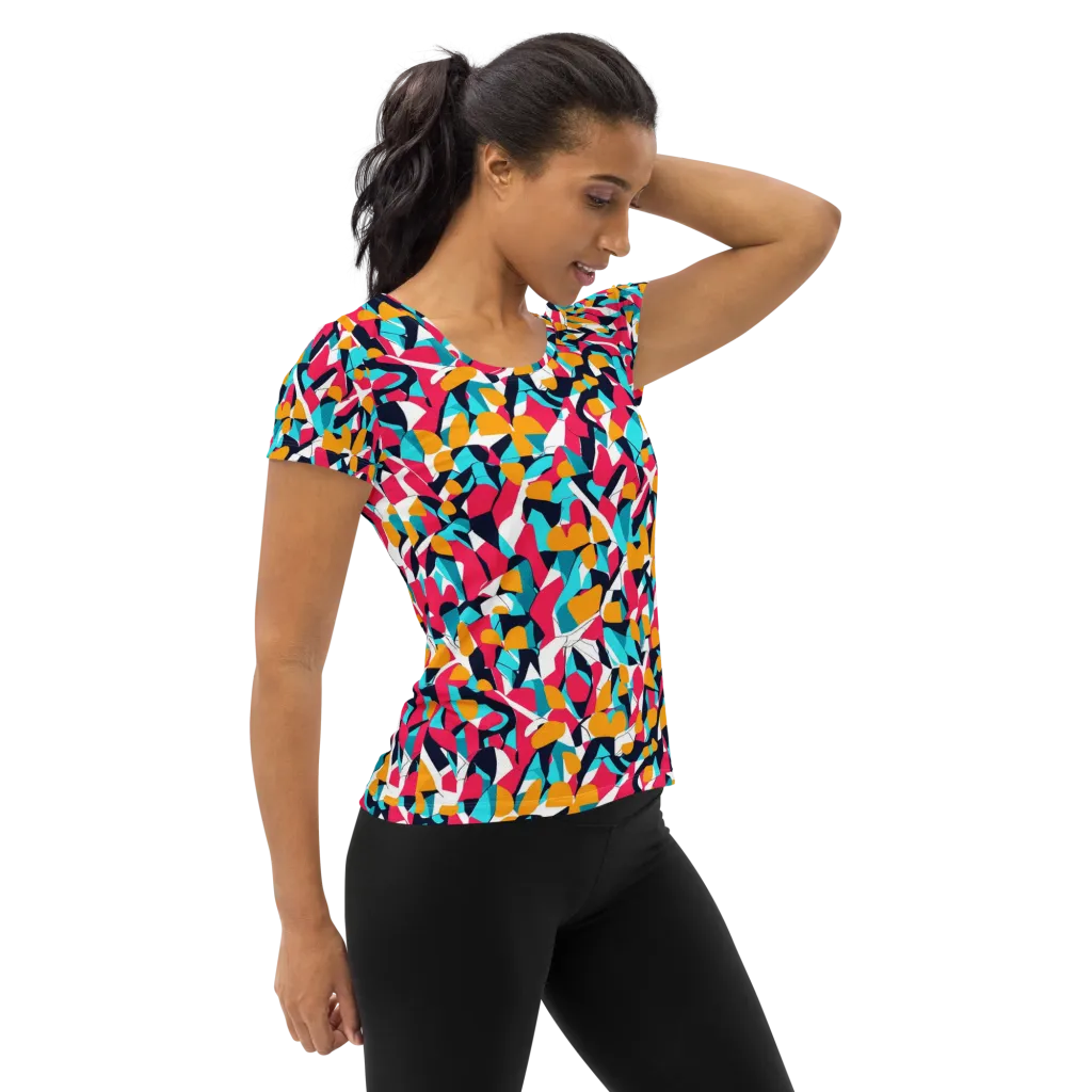 Neon Figure Flux on Women's Athletic T-Shirt — Right