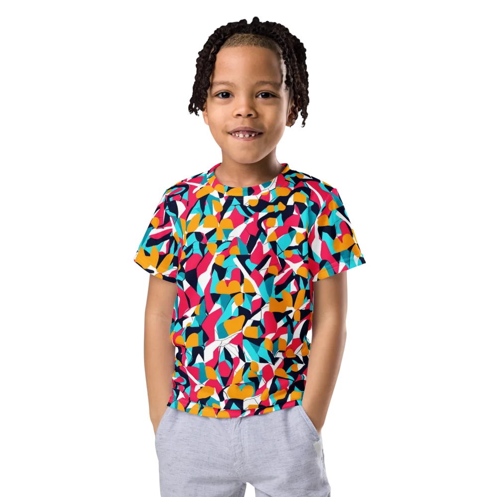 Neon Figure Flux on Kids Crew Neck T-Shirt — Front