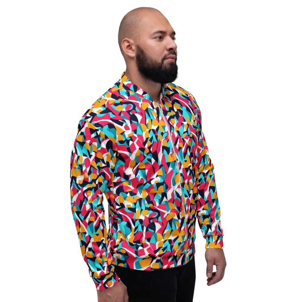 Neon Figure Flux on Bomber Jacket — Right