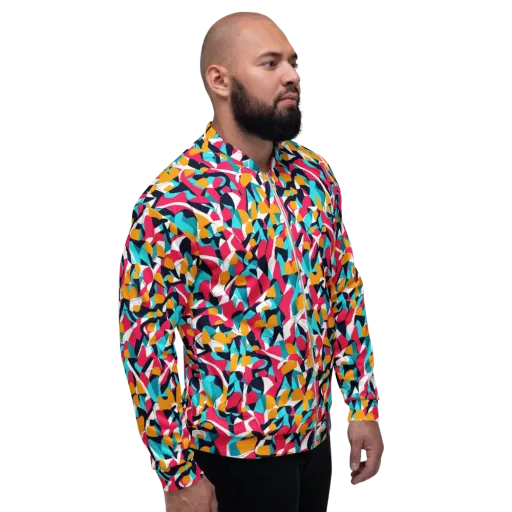 Neon Figure Flux on a Bomber Jacket
