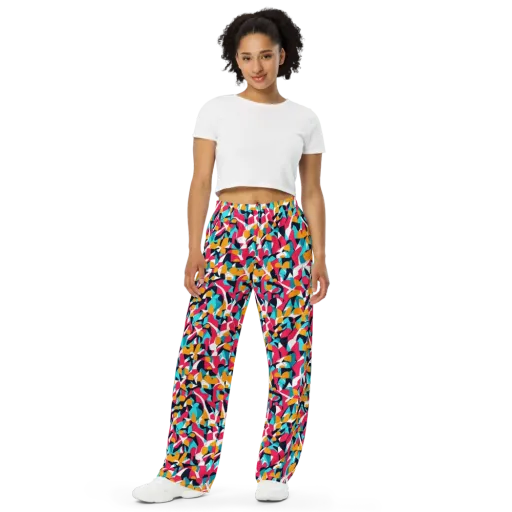 Neon Figure Flux on a Wide-Leg Pants