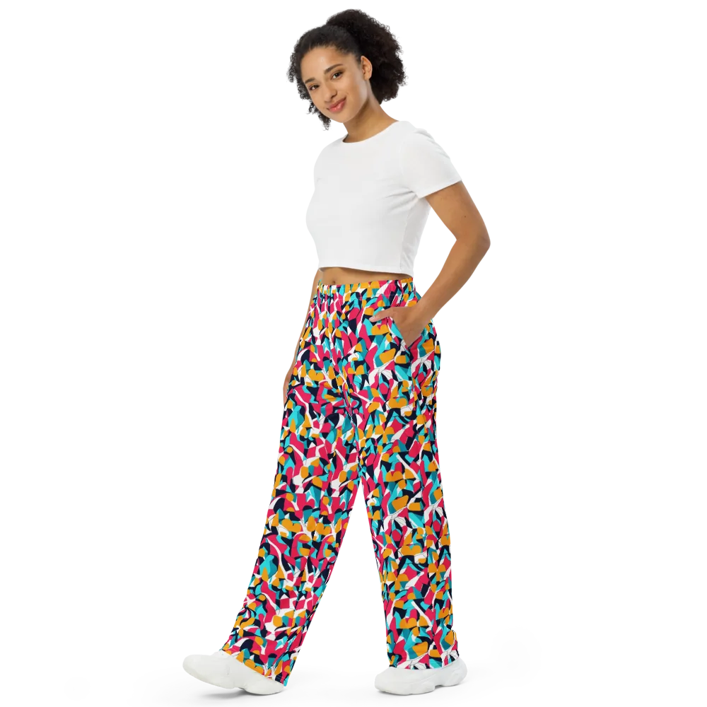 Neon Figure Flux on Wide-Leg Pants — Left Front
