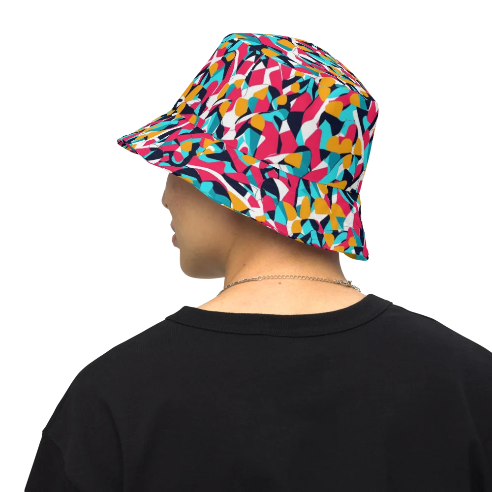 Neon Figure Flux on Reversible Bucket Hat — Back Inside