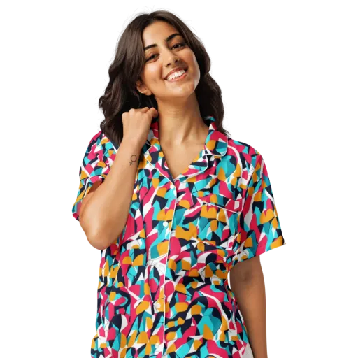 Neon Figure Flux on a Women's Short Sleeve Pajama Top