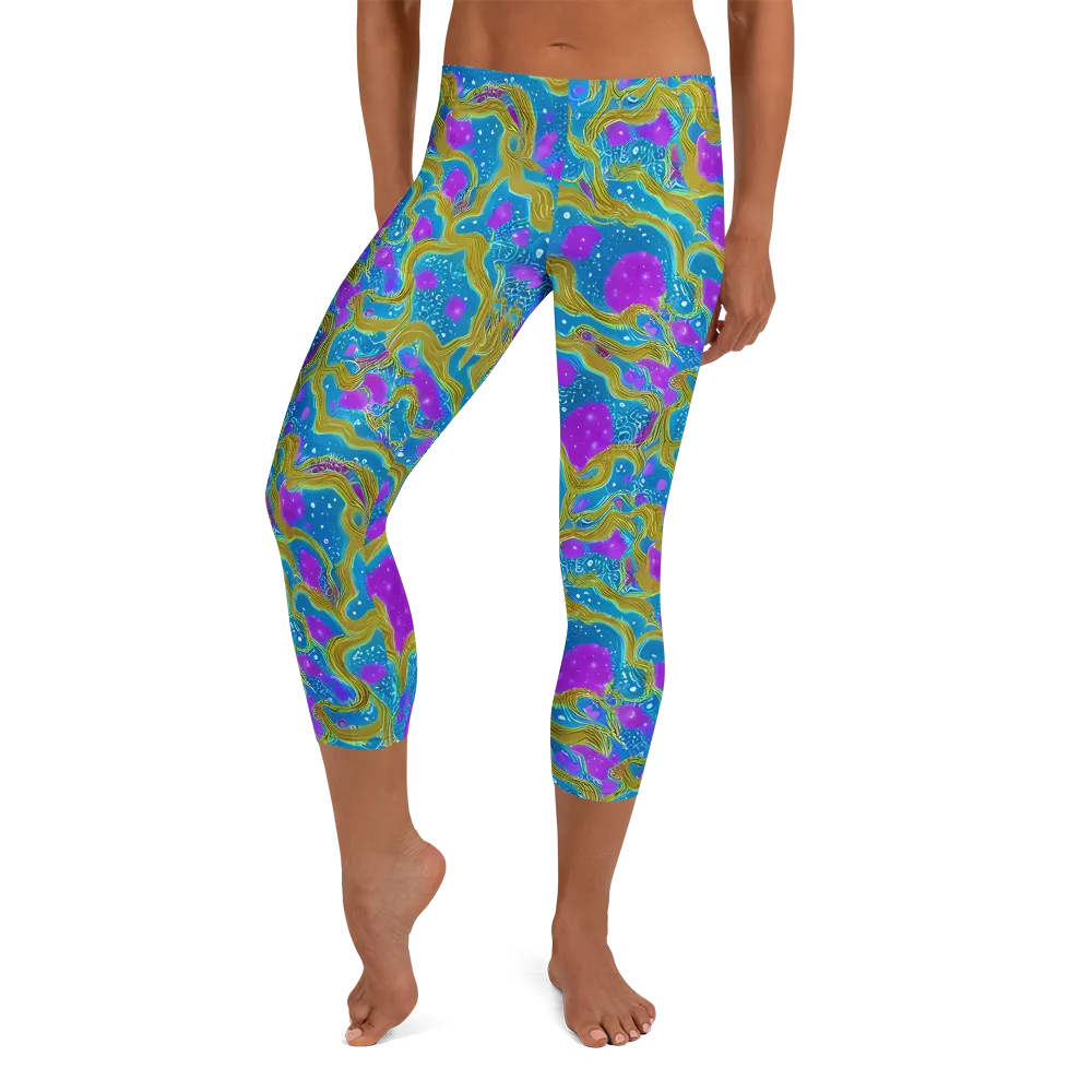 Mystic Waves on Capri Leggings — Front