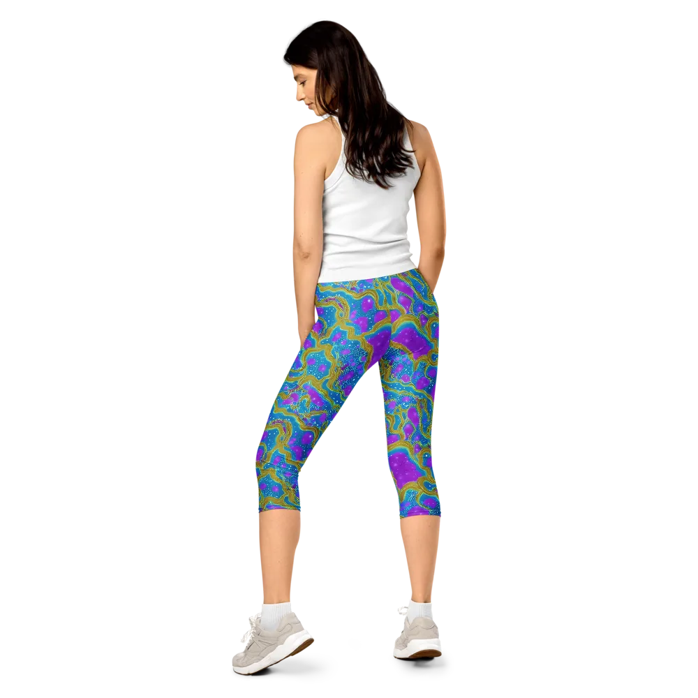 Mystic Waves on Capri Leggings — Back