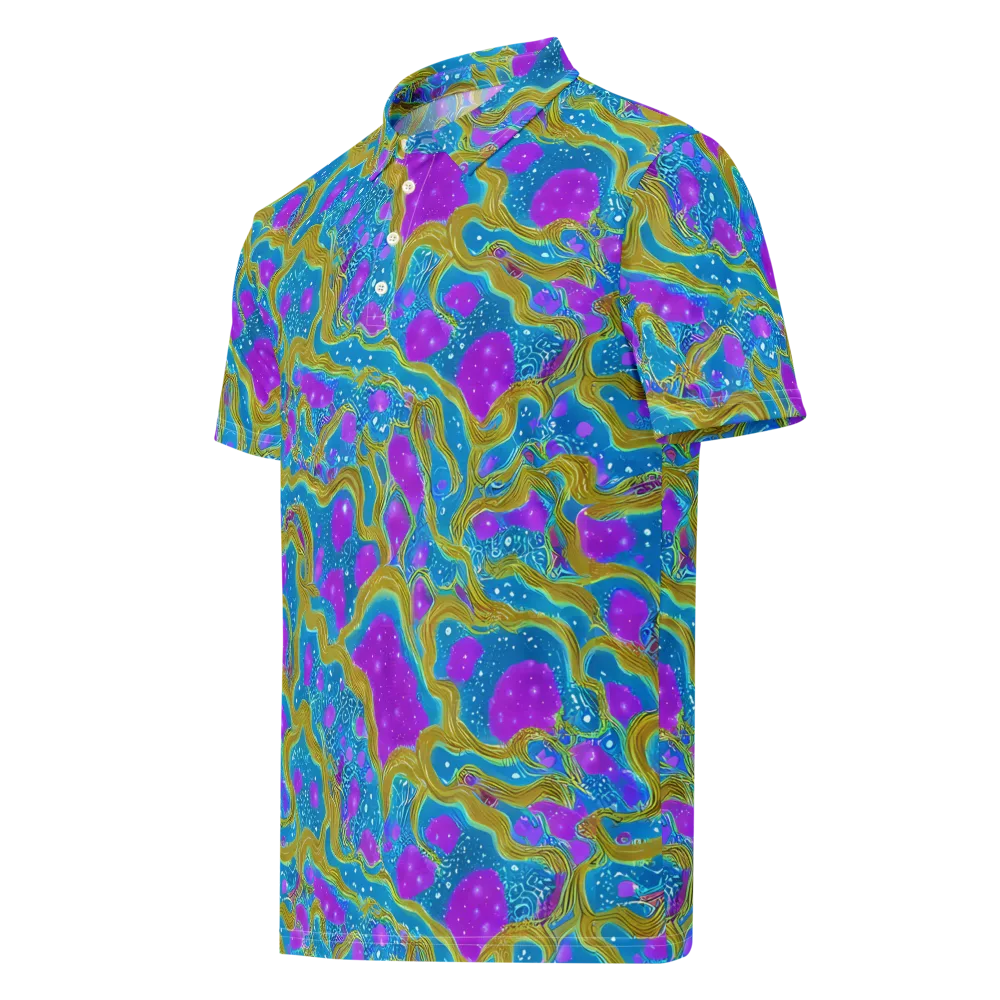 Mystic Waves on Men's Slim Fit Polo Shirt — Left Front
