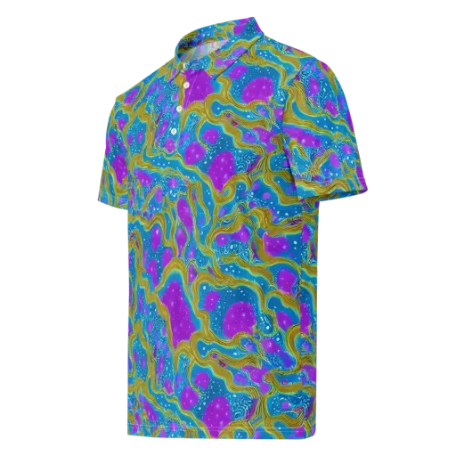 Mystic Waves on a Men's Slim Fit Polo Shirt