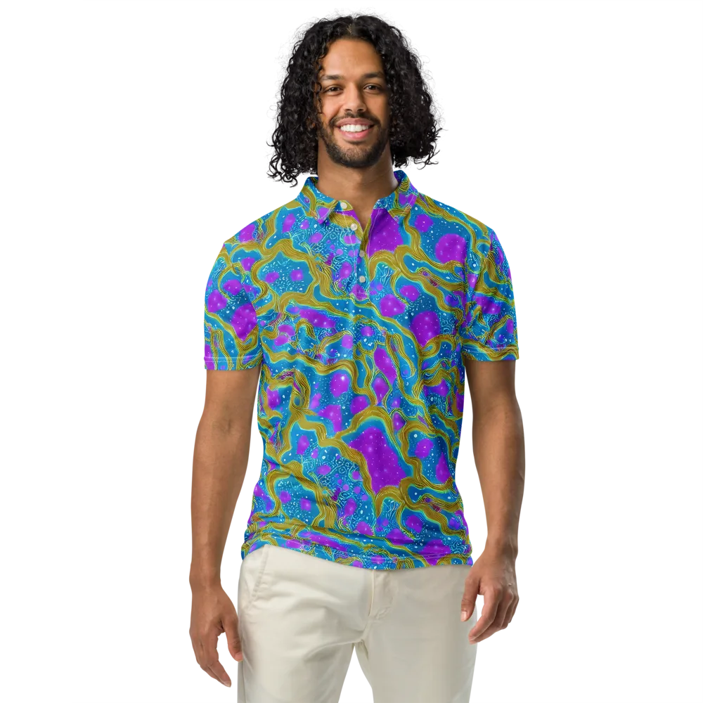Mystic Waves on Men's Slim Fit Polo Shirt — Front