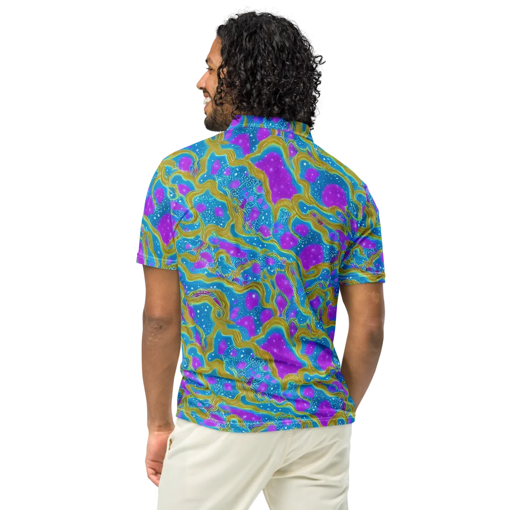 Mystic Waves on Men's Slim Fit Polo Shirt — Back