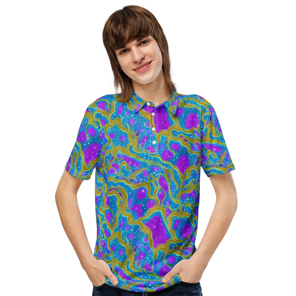 Mystic Waves on Men's Slim Fit Polo Shirt — Front