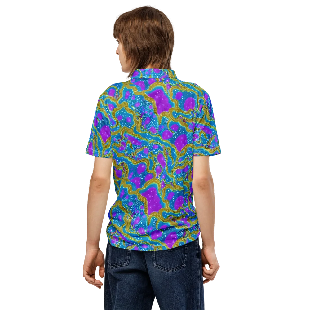 Mystic Waves on Men's Slim Fit Polo Shirt — Back