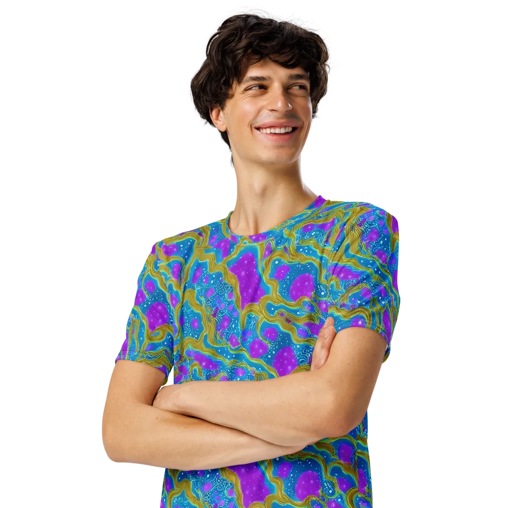 Mystic Waves on Men's Crew Neck T-Shirt — Left Front