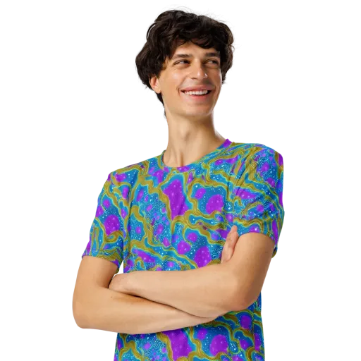 Mystic Waves on a Men's Crew Neck T-Shirt