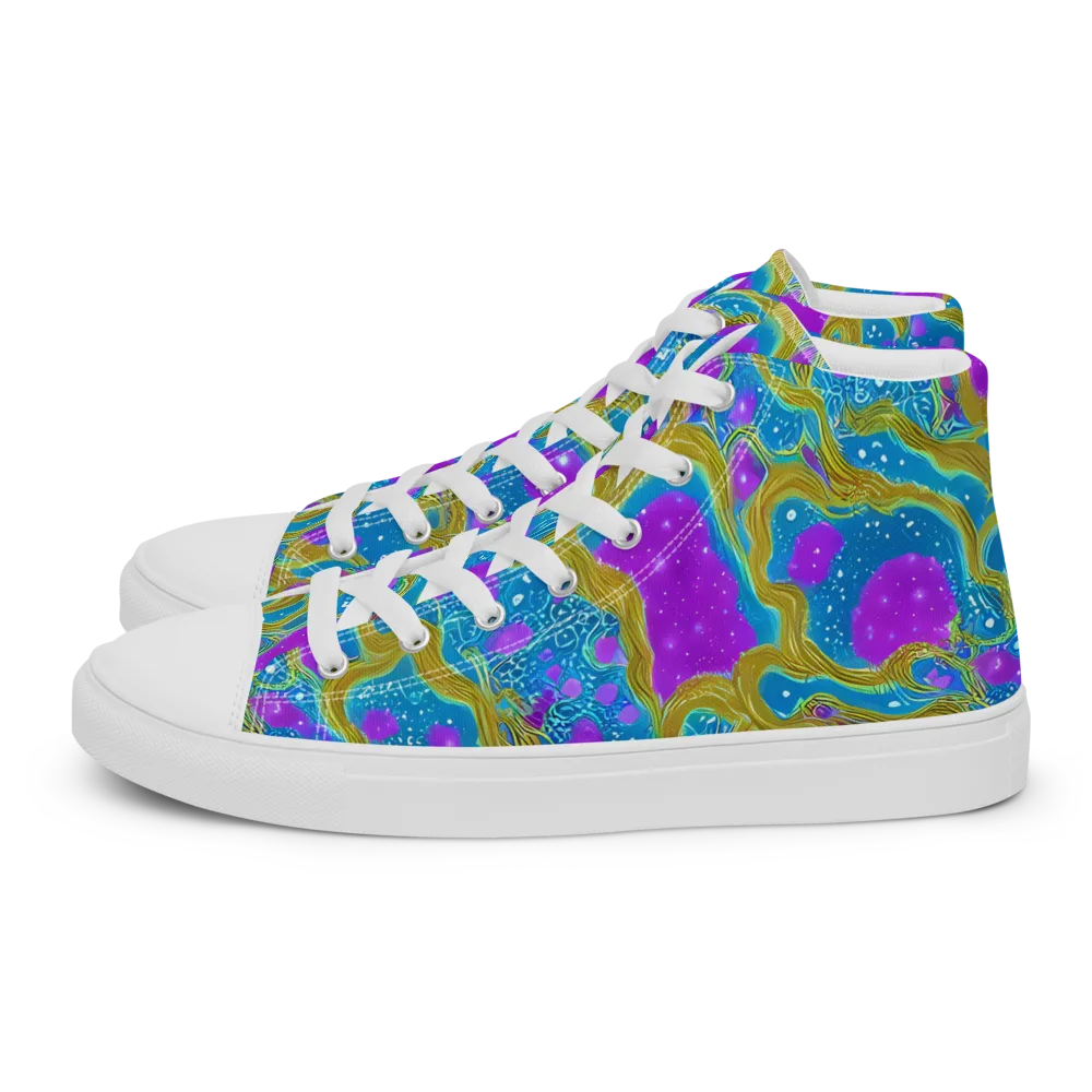 Mystic Waves on Men's High Top Canvas Shoes — Left