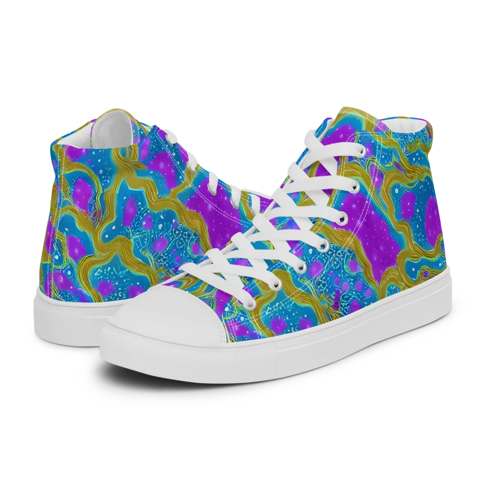 Mystic Waves on Men's High Top Canvas Shoes — Left