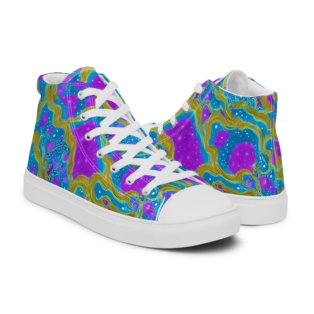 Mystic Waves on Men's High Top Canvas Shoes — Right