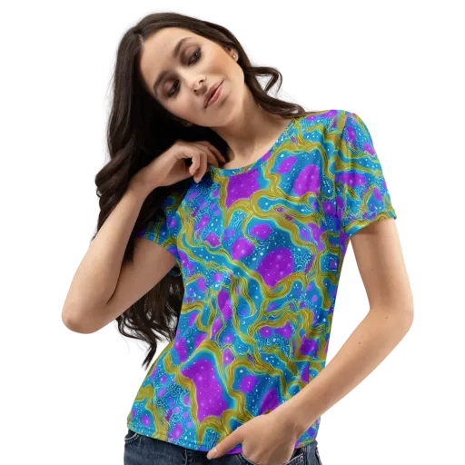 Mystic Waves on a Women's Crew Neck T-Shirt