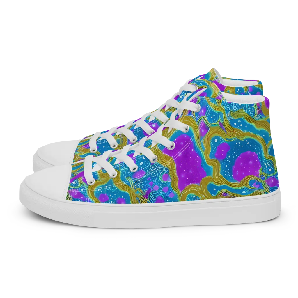 Mystic Waves on Women's High Top Canvas Shoes — Left
