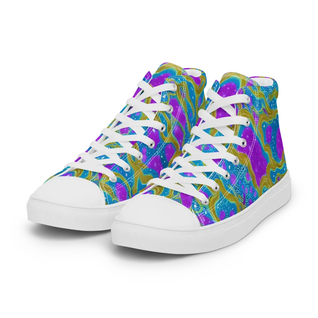 Mystic Waves on Women's High Top Canvas Shoes — Left Front