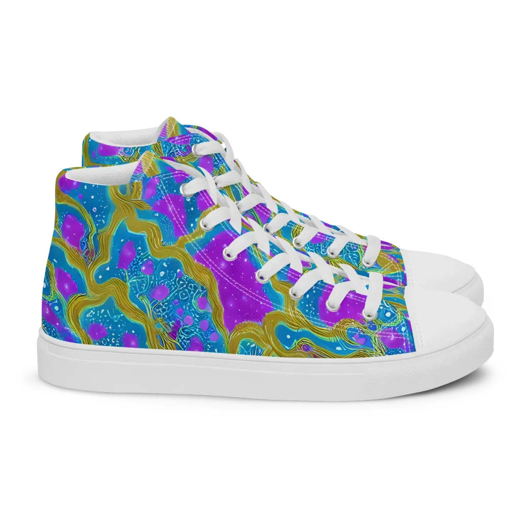Mystic Waves on Women's High Top Canvas Shoes — Right