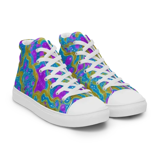 Mystic Waves on a Women's High Top Canvas Shoes