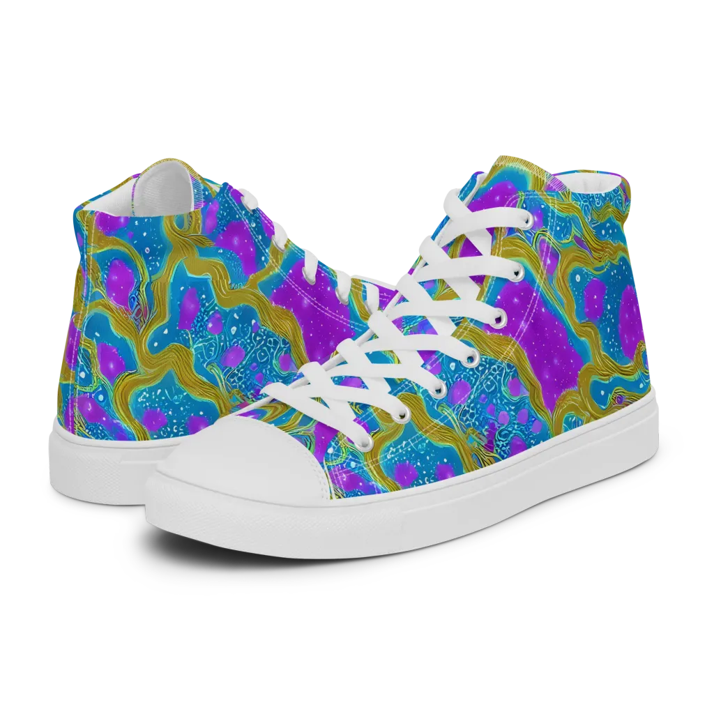 Mystic Waves on Women's High Top Canvas Shoes — Left