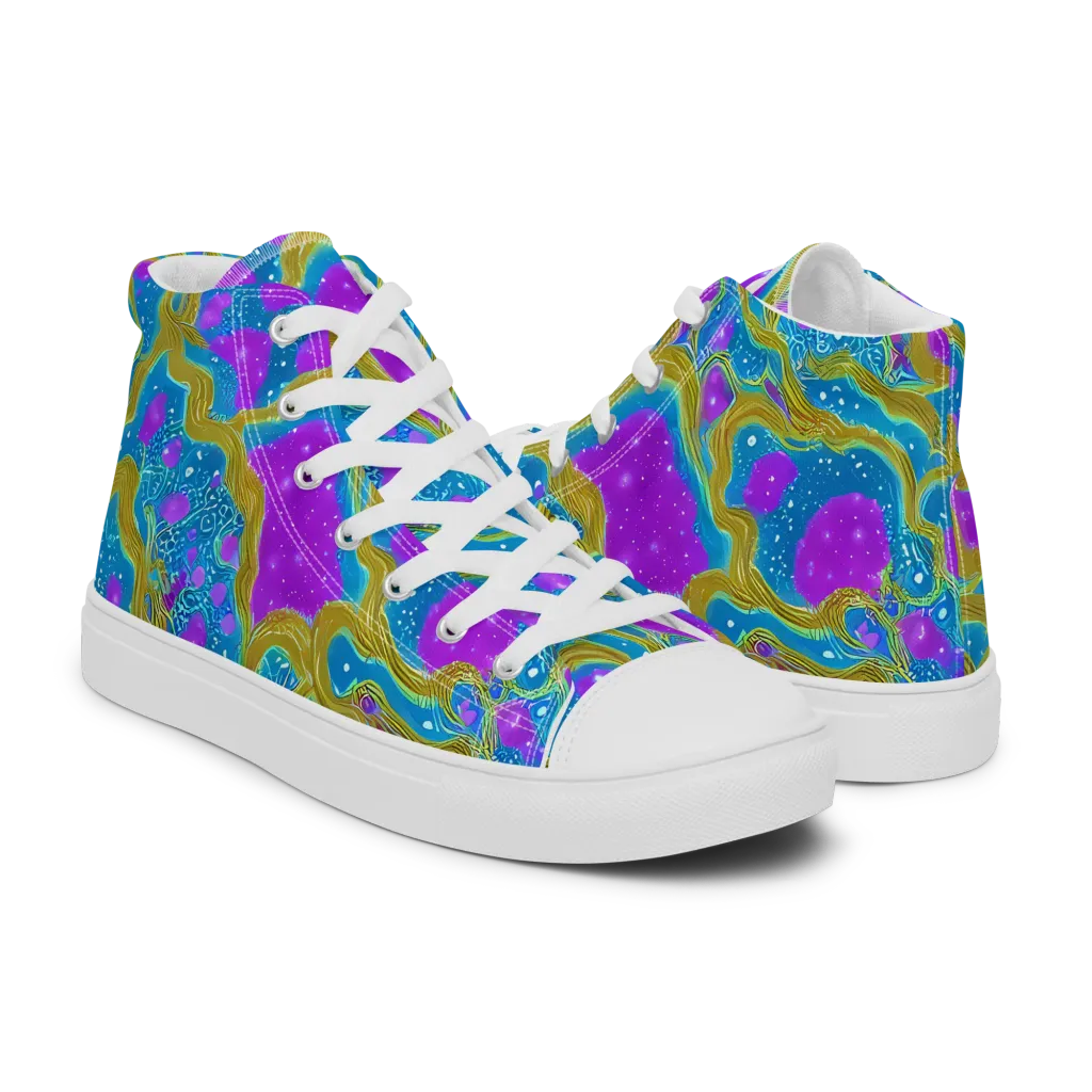 Mystic Waves on Women's High Top Canvas Shoes — Right
