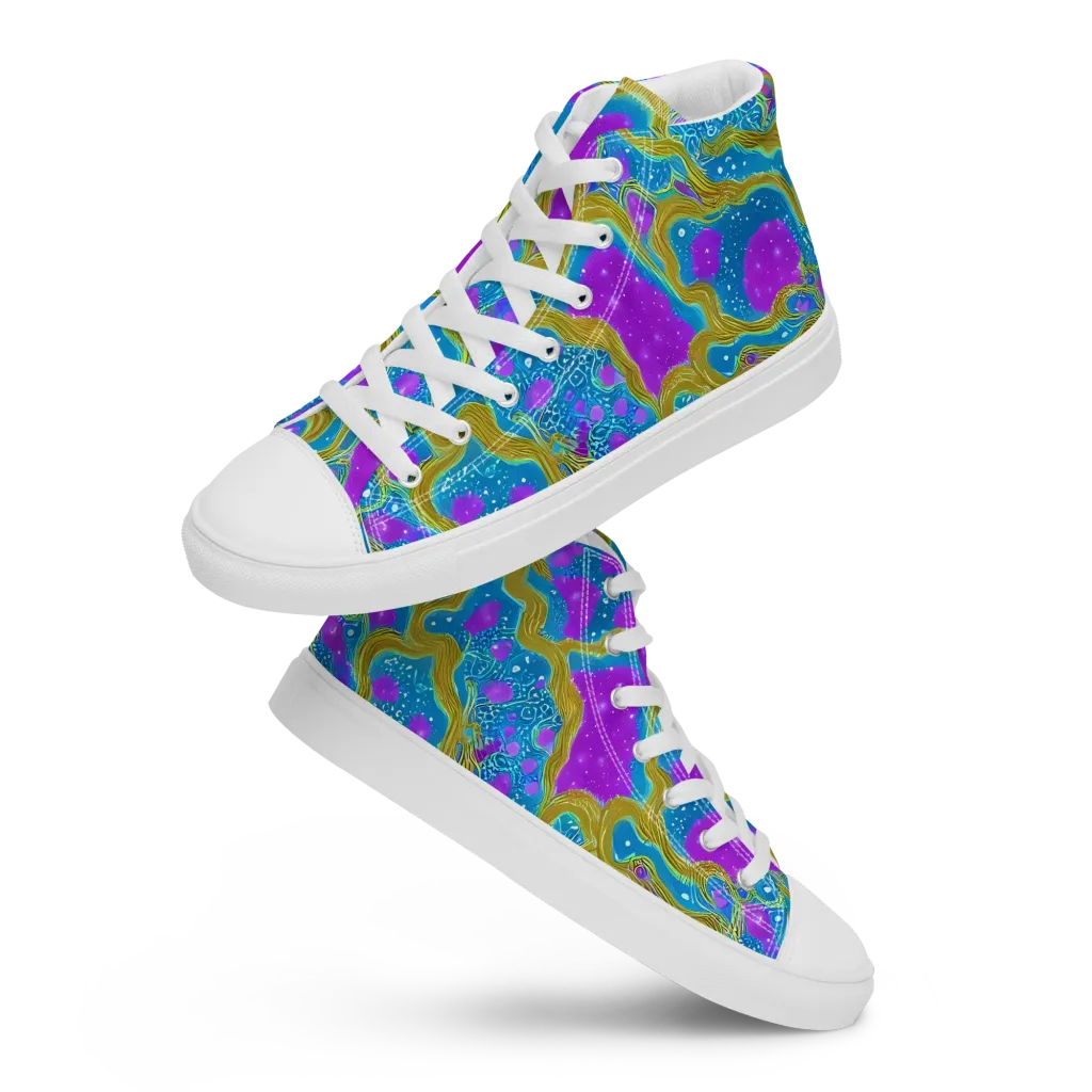 Mystic Waves on Women's High Top Canvas Shoes — Front