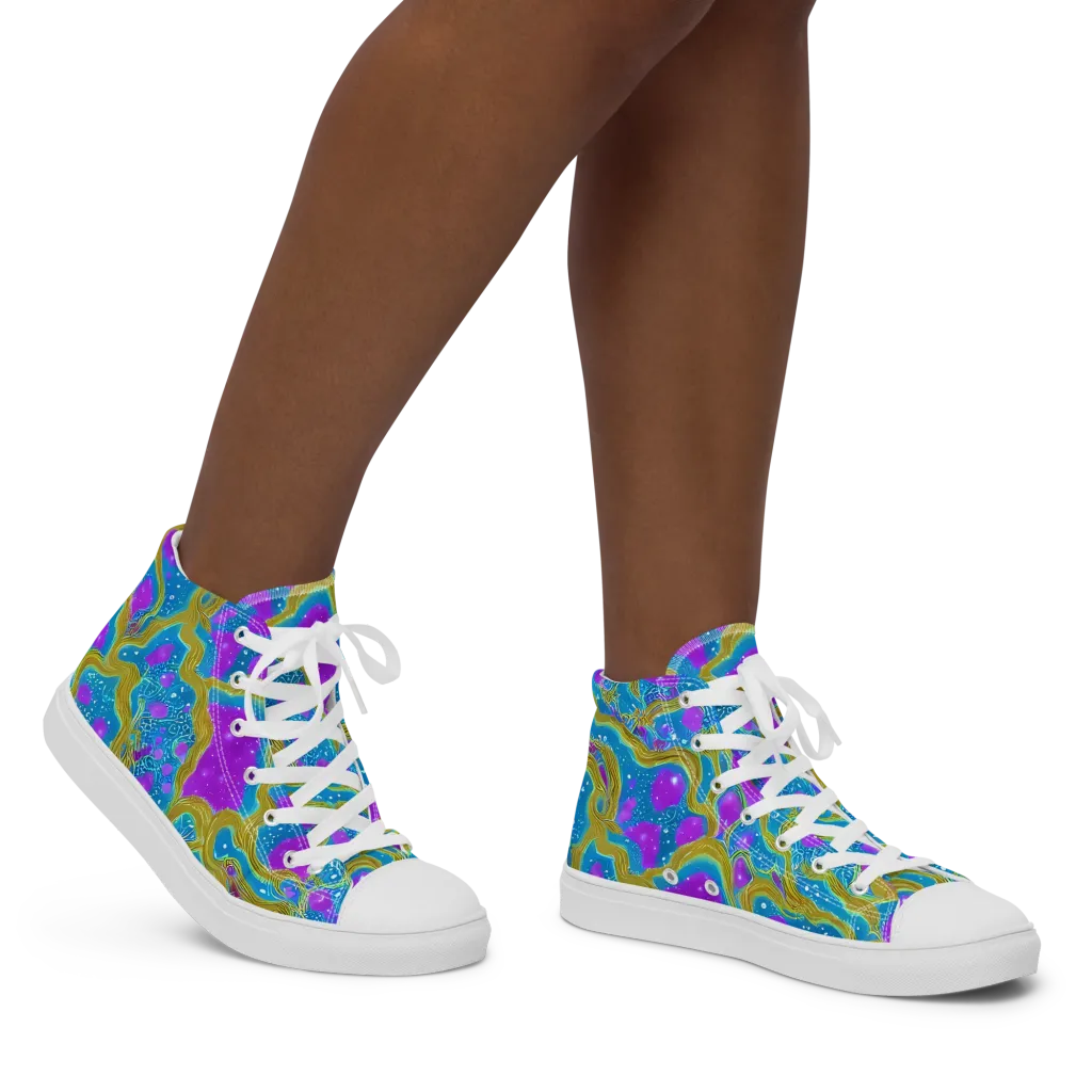 Mystic Waves on Women's High Top Canvas Shoes — Right
