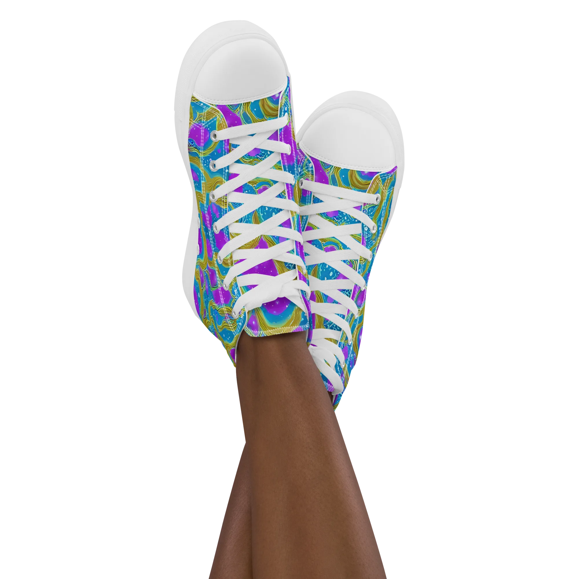 Mystic Waves on Women's High Top Canvas Shoes — Front