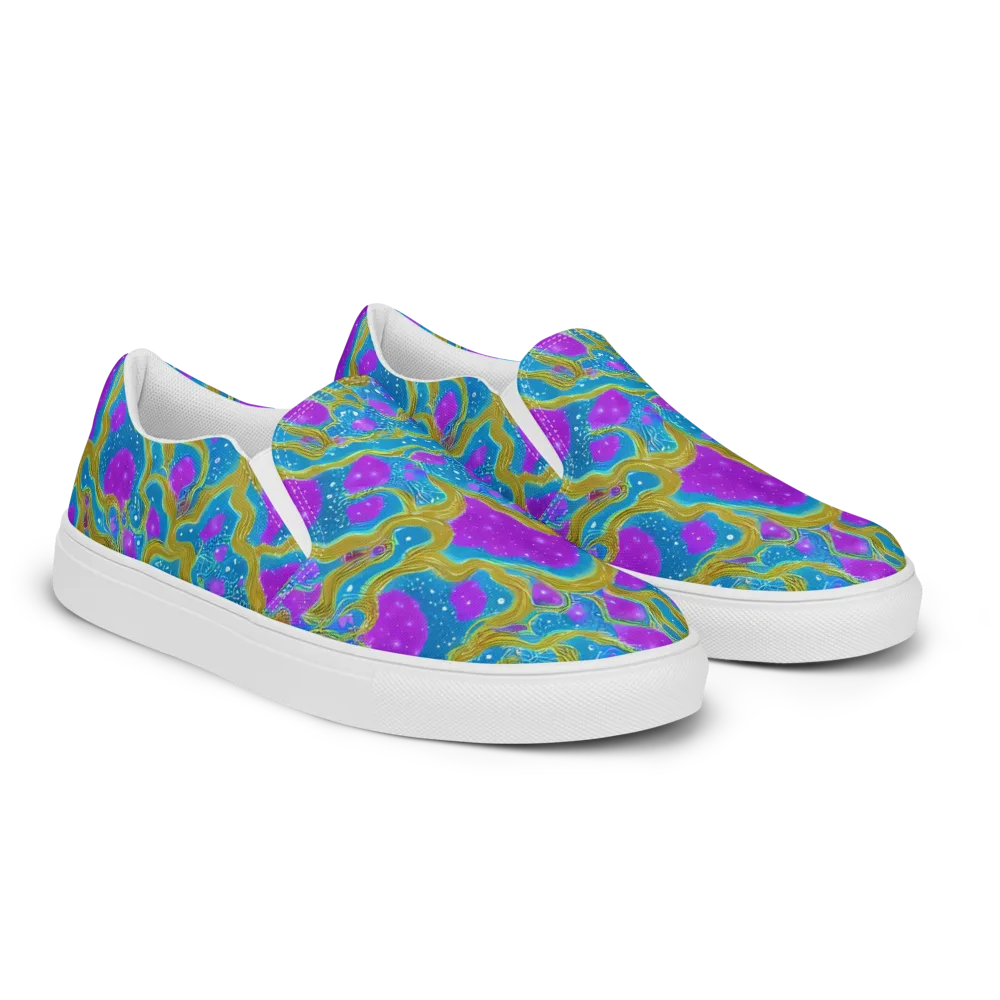 Mystic Waves on Men's Slip-On Canvas Shoes — Right Front