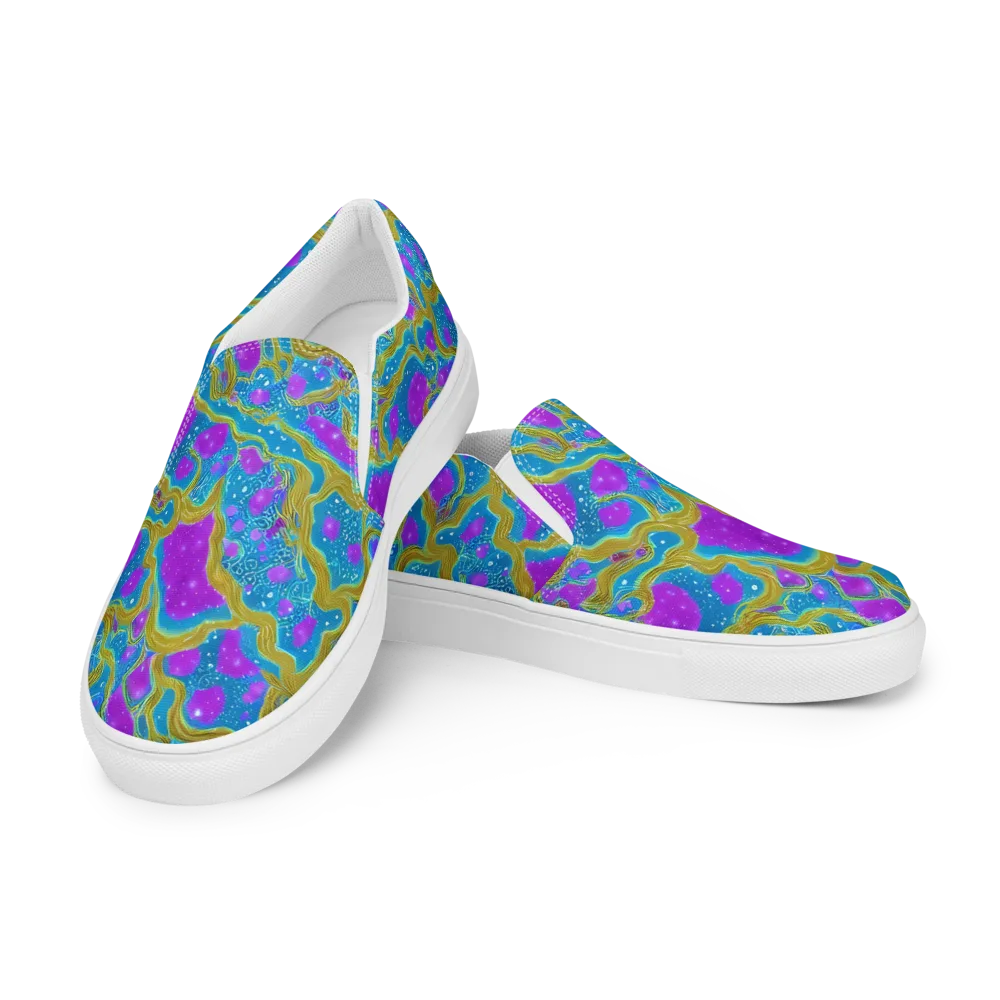 Mystic Waves on Men's Slip-On Canvas Shoes — Left Front