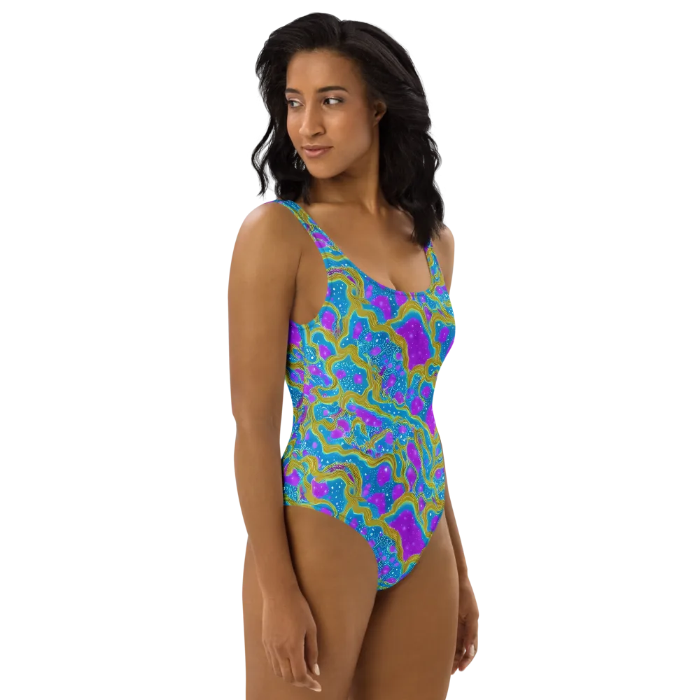 Mystic Waves on One-Piece Swimsuit — Right