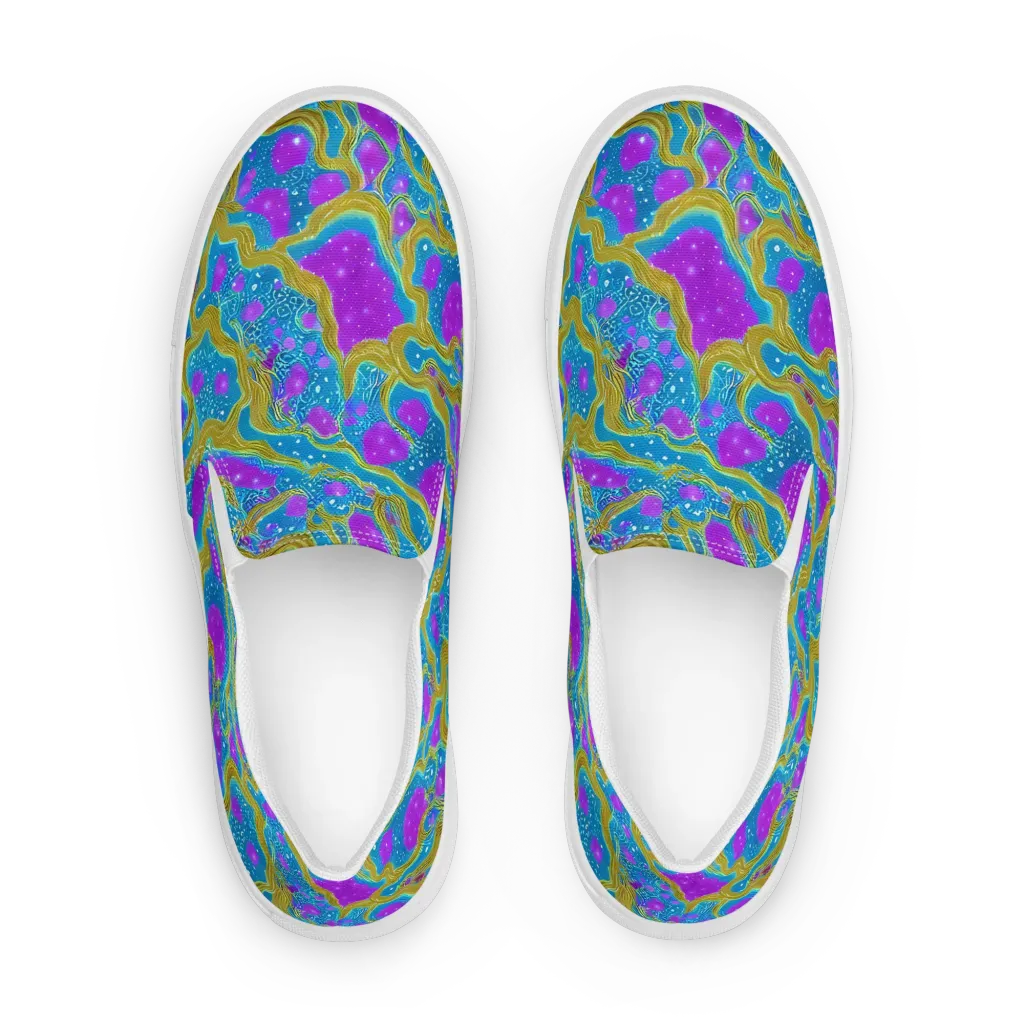 Mystic Waves on Women's Slip-On Canvas Shoes — Front