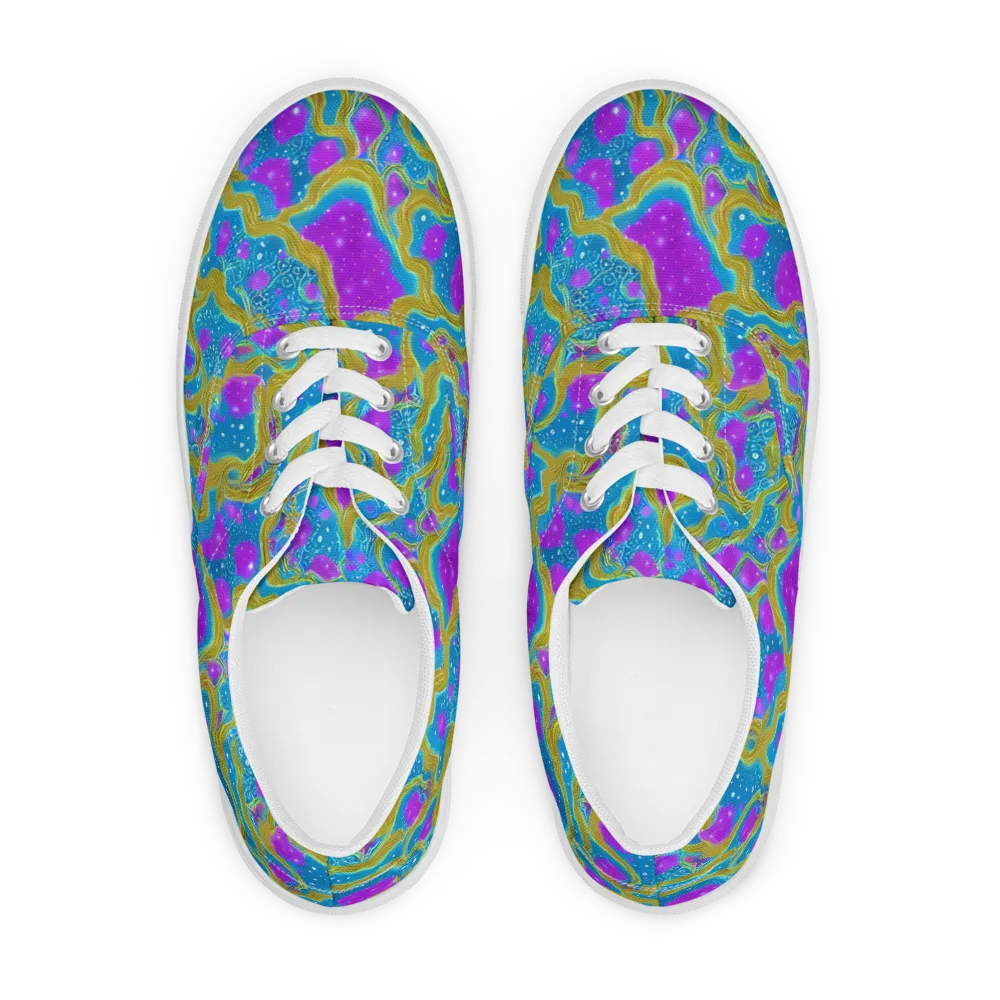 Mystic Waves on Men's Lace-Up Canvas Shoes — Front