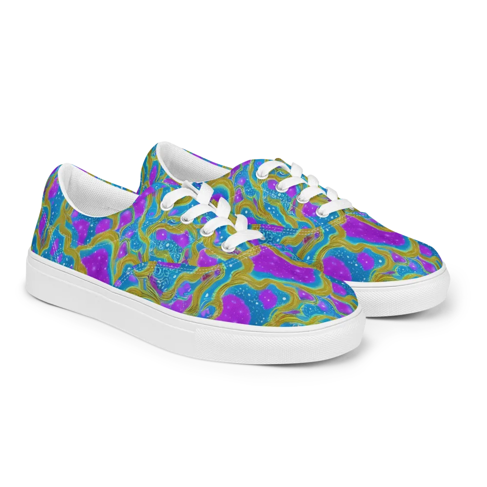 Mystic Waves on Men's Lace-Up Canvas Shoes — Right Front