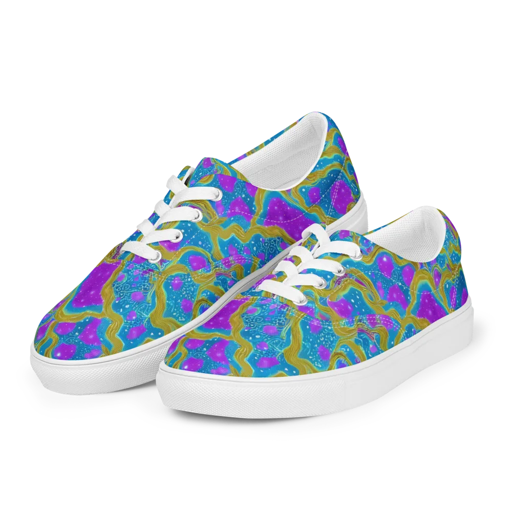 Mystic Waves on Men's Lace-Up Canvas Shoes — Left Front