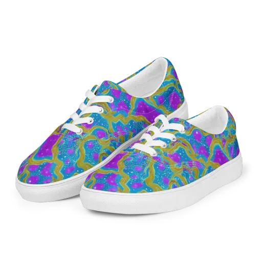 Mystic Waves on a Men's Lace-Up Canvas Shoes